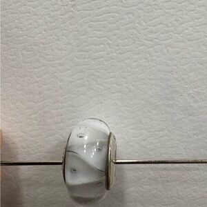 Pandora Silver and White Glass Bead Ring